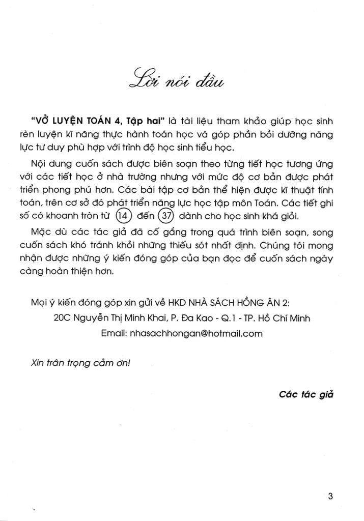 VỞ LUYỆN TOÁN LỚP 4 - TẬP 2 (Dùng chung cho các bộ SGK hiện hành)